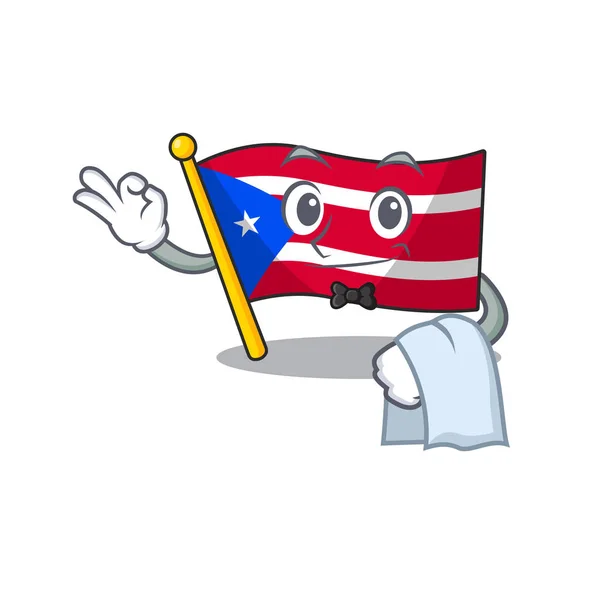 Číšnická vlajka Portoriko na karikatuře — Stockový vektor