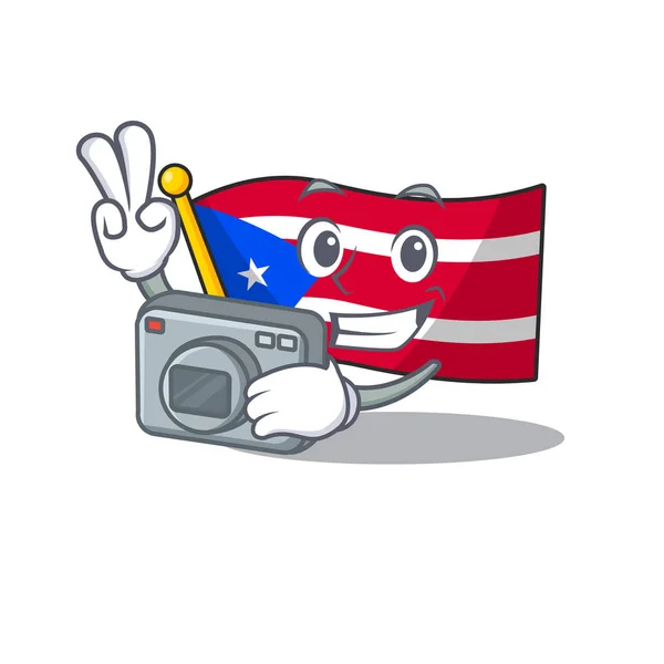 Photographer flag puerto rico on a cartoon — Stock Vector