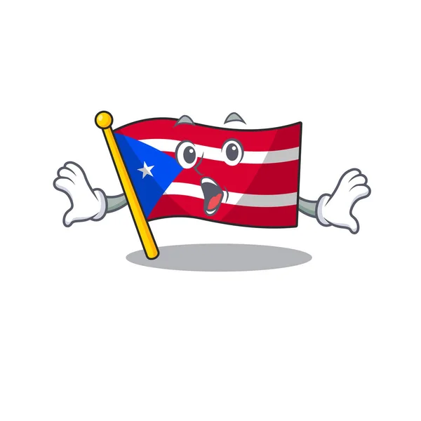 Surprised flag puerto rico on a cartoon — Stock Vector