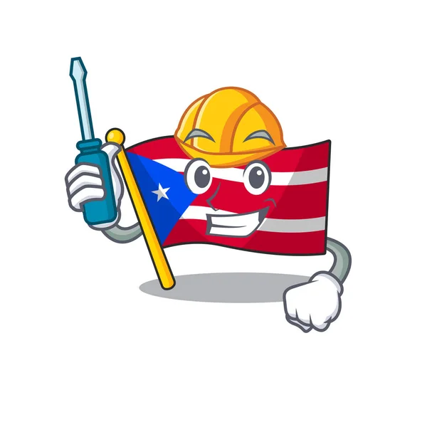 푸에르토리코의 자동차 깃발 마스코트 모양 — 스톡 벡터