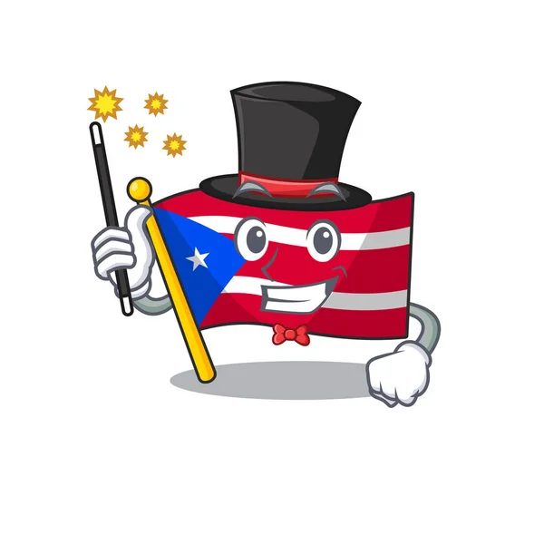 Magician flag puerto rico the mascot shape — Stock Vector