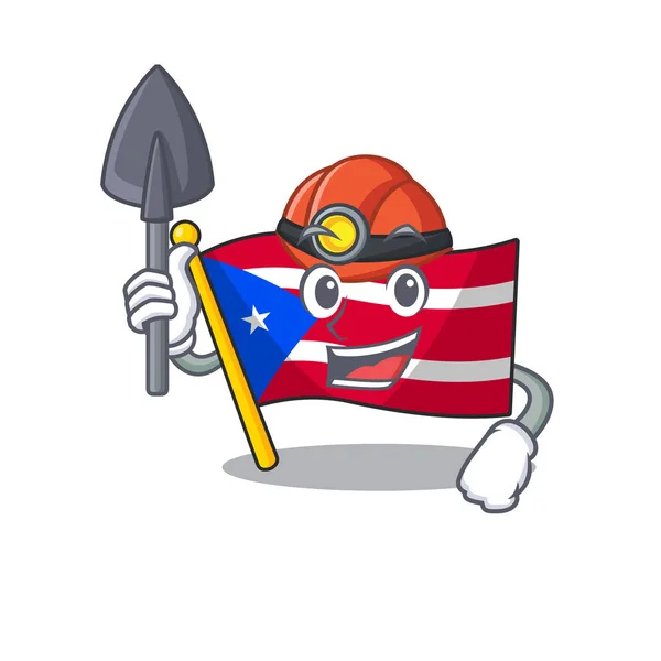 Bányász zászló puerto rico egy rajzfilm — Stock Vector
