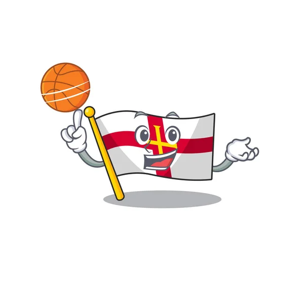 Con la bandera de baloncesto guernsey aislado en la mascota — Vector de stock