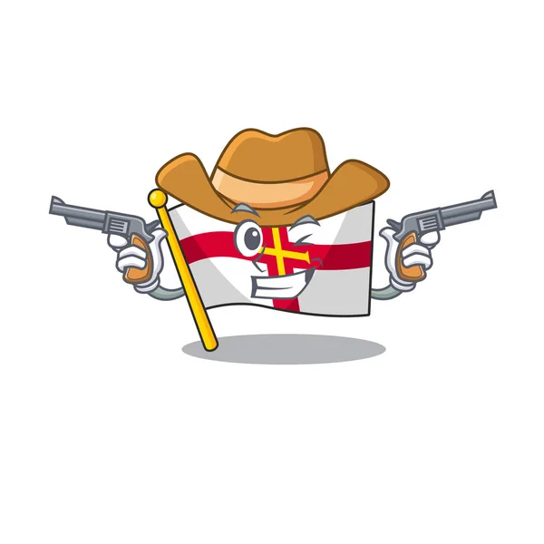 Cowboy vlag guernsey geïsoleerd in de mascotte — Stockvector