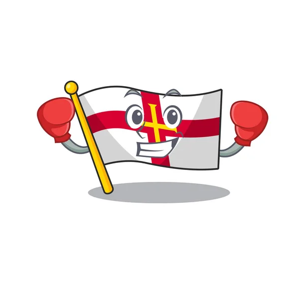 Guernsey bandera de boxeo aislado en la mascota — Vector de stock