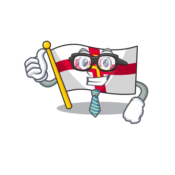 Guernsey de bandera de hombre de negocios con la forma de dibujos animados — Vector de stock