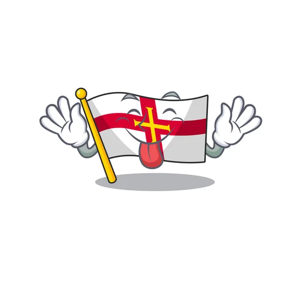 Zunge raus Flaggen Guernsey in Cartoon-Schublade verstaut — Stockvektor