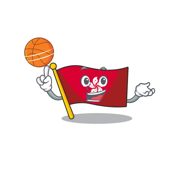 S basketbalovou vlajkou hongkong karikatura izolované charakter — Stockový vektor