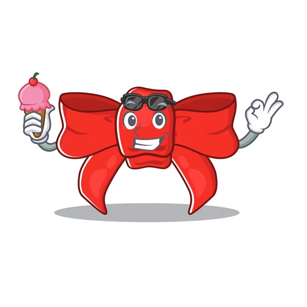 Con fiocco nastro rosso gelato isolato il personaggio — Vettoriale Stock
