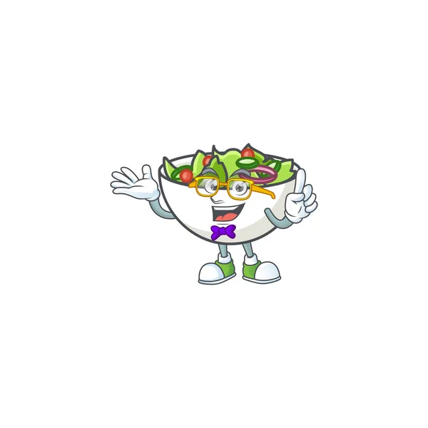 Salada de personagem nerd nos desenhos animados — Vetor de Stock