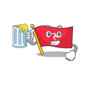 Meyve suyu bayrağı adasıyla izole edilmiş insan karikatürü