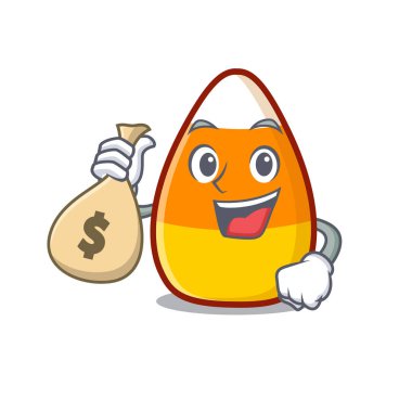 Para çantası şekerli mısır karikatürle izole edilmiş.