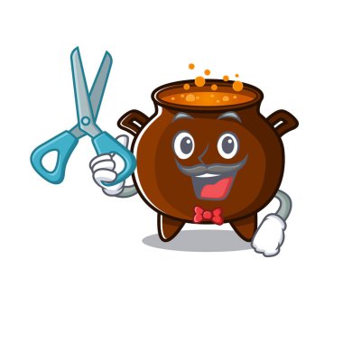 İzole edilmiş karikatürde berber kazanı