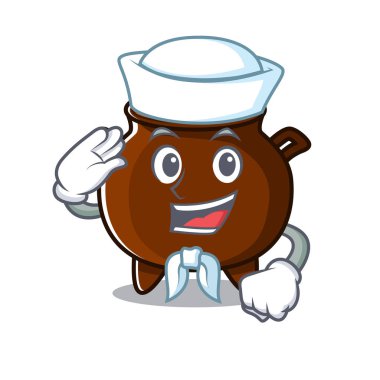 İzole edilmiş karikatürde denizci kazanı