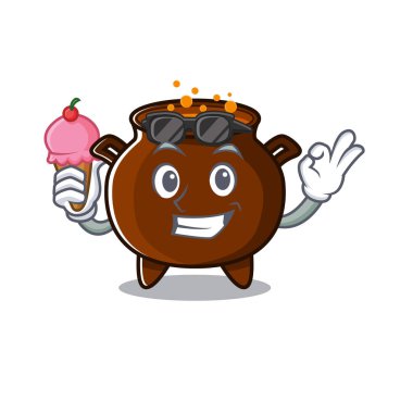 Dondurma kazanı ve maskot şeklinde.