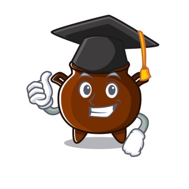 Mezuniyet kazanı, maskot şeklinde.