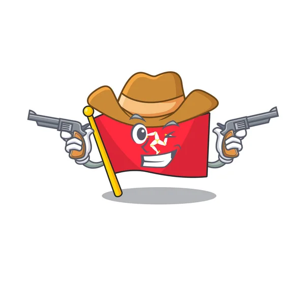 Cowboy flagga ö man maskot — Stock vektor