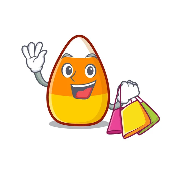 Compras dulces de maíz de dibujos animados con forma de personaje — Vector de stock