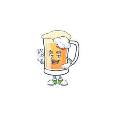 Şef karakterli bir kupa bira.