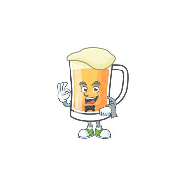 Garson çizgi filminde bir bardak bira.