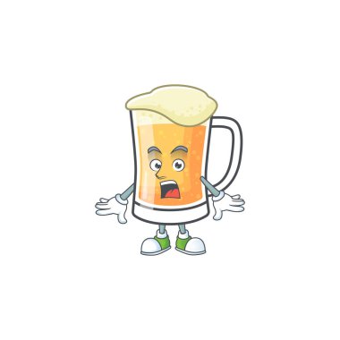 Şaşırmış çizgi filmde bir kupa bira.