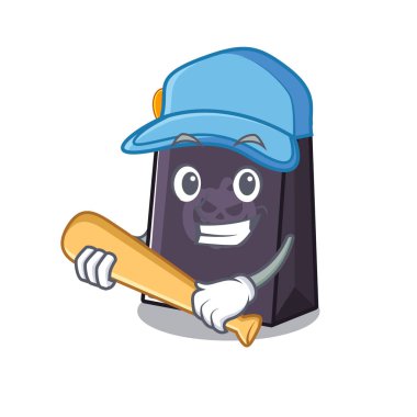 Çizgi filmle izole edilmiş beyzbol cadılar bayramı maskotu oynuyorum.