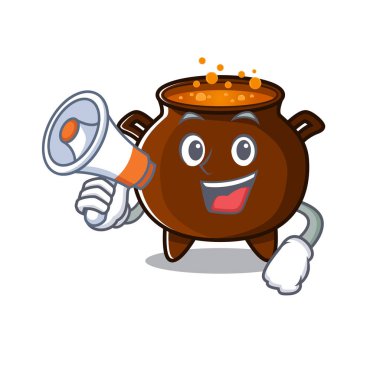 Megafon kazanı ile izole edilmiş karikatür ile