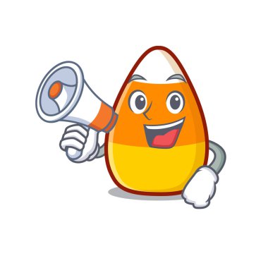 Karikatürle izole edilmiş megafon şekerli mısırla