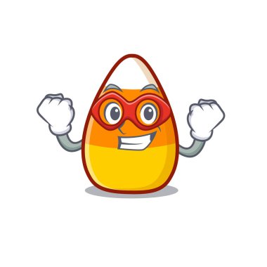 Süper kahraman, karakter şekilli mısır şekeri çizgi filmi.