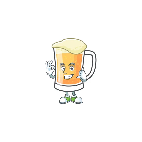 Cartoon a mug of beer call me mascot. — Stock Vector