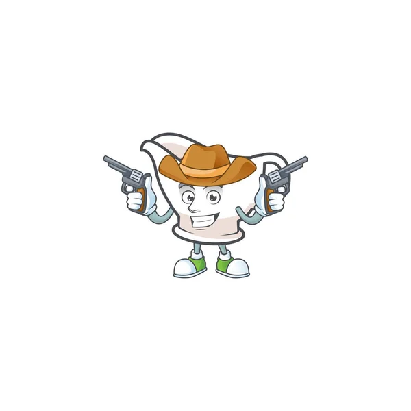 Sauce Boot Cartoon-Figur mit Maskottchen Cowboy. — Stockvektor