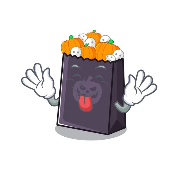 Tongue out halloween bag with the mascot shape — Stock Vector