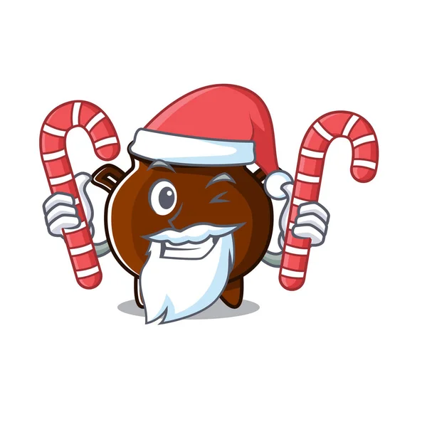 Santa con caldero en miniatura caramelo en la una caricatura — Vector de stock
