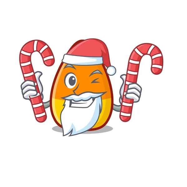 Père Noël avec bonbons maïs placé sur la plaque de caractère — Image vectorielle