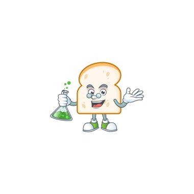 Dilimlenmiş beyaz ekmeğin içinde maskot profesör.