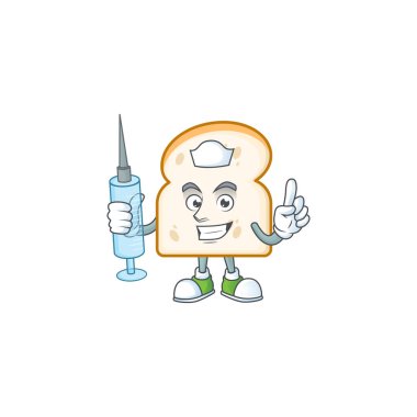 Dilimlenmiş beyaz ekmeğin içindeki hemşire maskotu