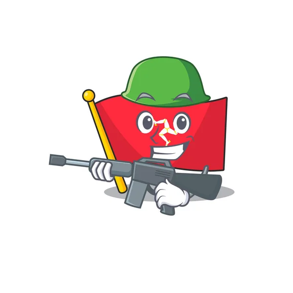 Exército bandeira ilha de homem a mascote —  Vetores de Stock
