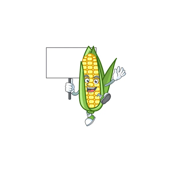 Мультфильм "Кукуруза сладкая" с персонажем — стоковый вектор