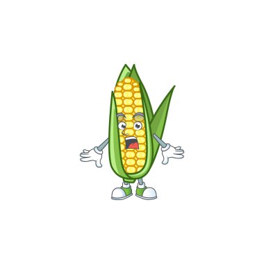 Çizgi filmdeki karakter şaşırdı. Bir mısır.