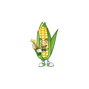 Karakter çizgi filmiyle tatlı mısır getir bira.