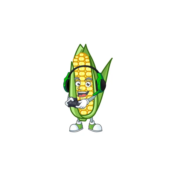 Мультфильм "Кукуруза сладкая" с героем — стоковый вектор