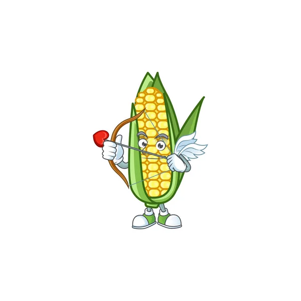 Dibujos animados maíz dulce con el personaje de Cupido — Archivo Imágenes Vectoriales