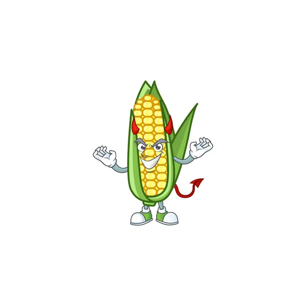Персонаж дьявола в мультфильме на кукурузе — стоковый вектор