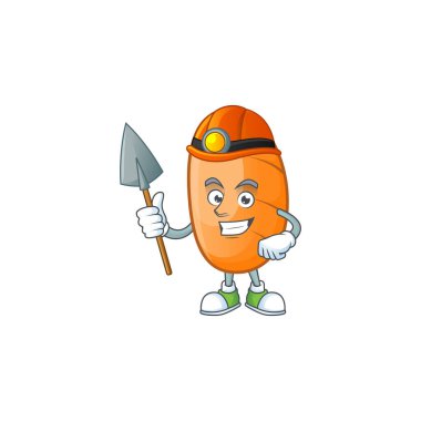 Madenci maskotlu uzun somun çizgi film karakteri