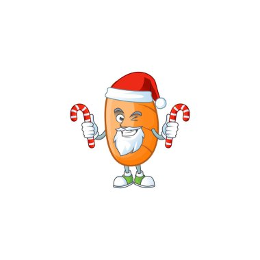 Noel Baba karakteriyle lezzetli, uzun bir somun şeker getir.