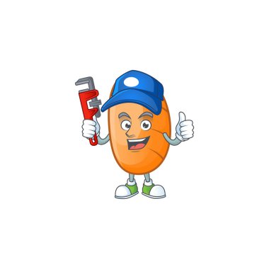 Karakterli tesisatçıyla lezzetli uzun bir somun ekmek.