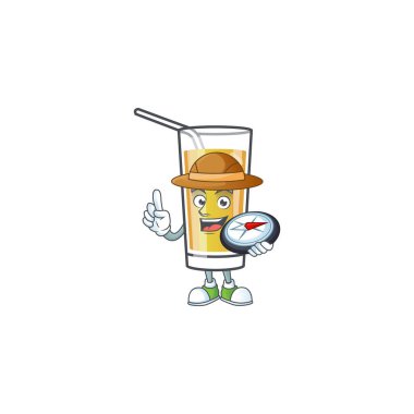 Elma şırası karikatüründe pusula tutan karakter