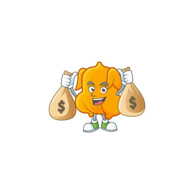 Maskotlu leziz kızarmış tavuk ve para çantası.