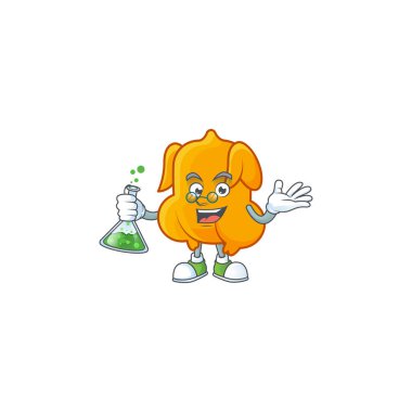 Çizgi film karakteri kızarmış tavuk ve maskot profesörü.