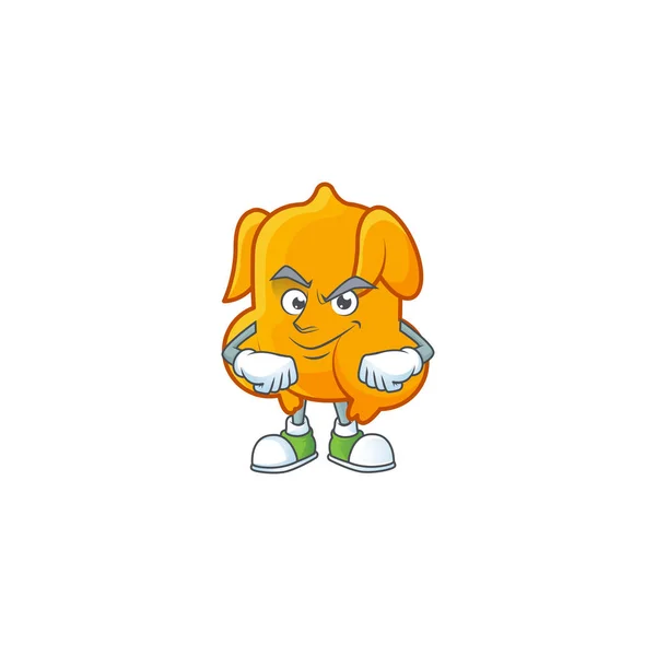 Personagem de desenhos animados frango frito com mascote sorrindo — Vetor de Stock